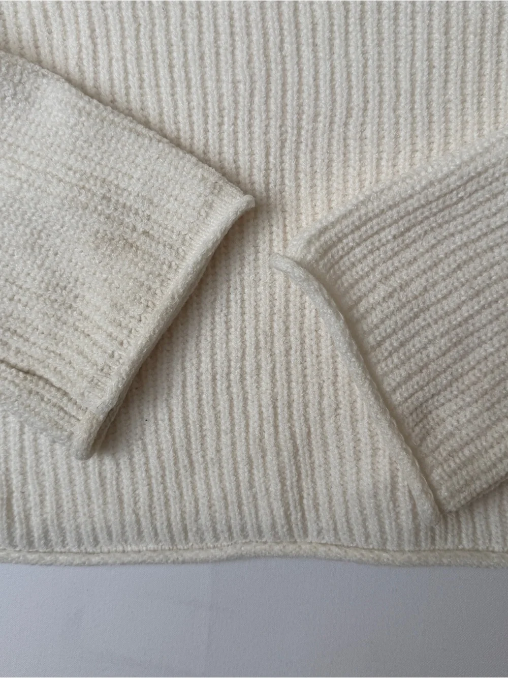 Cat & Jack Girls L 10/12 Cream Ribbed Knit Pullover Sweater